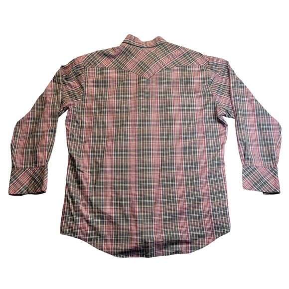 VINTAGE ATB Authentic Western Shirt Plaid Pearl Snap Mens Size 17 34/35 - Picture 2 of 10